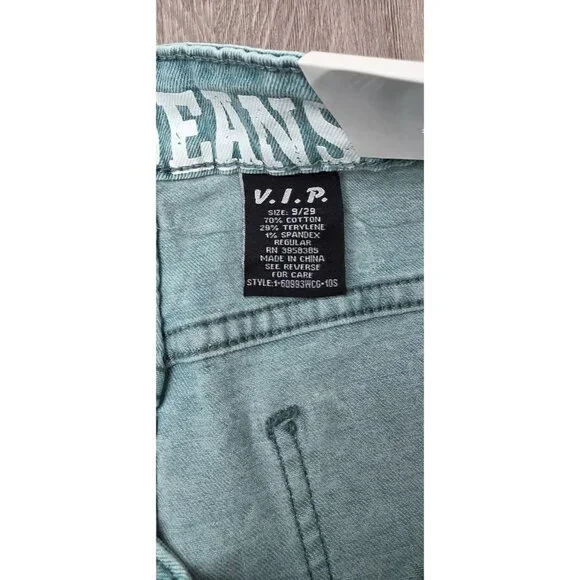 VIP Jeans Teal Green Cargo Straight Leg Size 9 29W - Picture 10 of 14